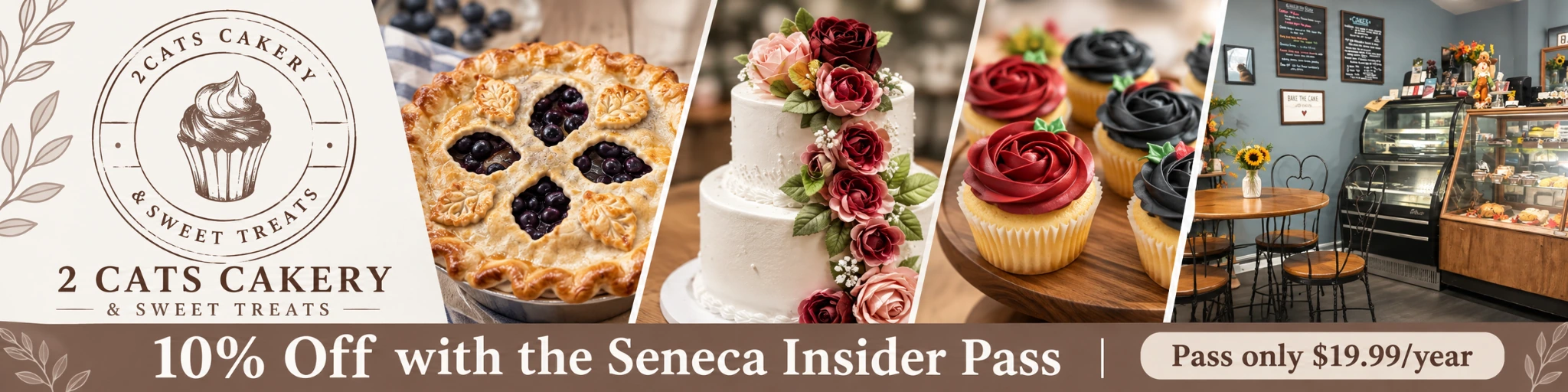 2 Cats Cakery: 10% off with the Seneca Insider Pass. Pass $19.99/year.